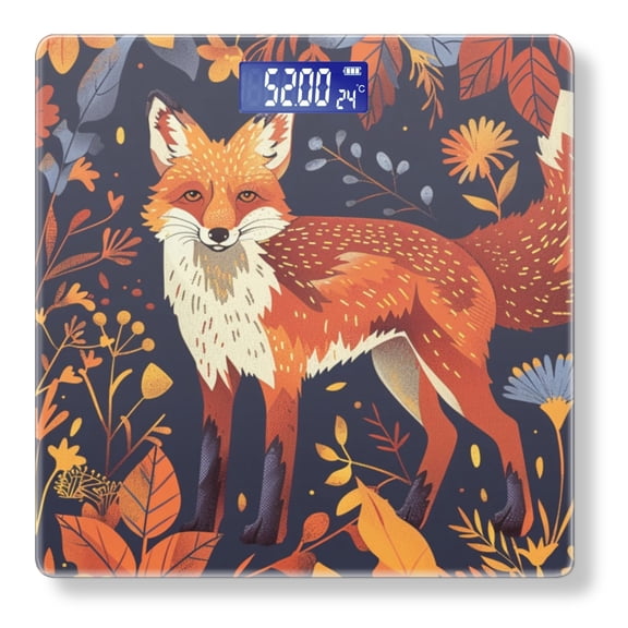 Bathroom Scale, Highly Accurate Digital Body Scale,Precisely Measures Weight up to 400 lbs-Fox In Autumn Forest Surrounded By Leaves And Flowers
