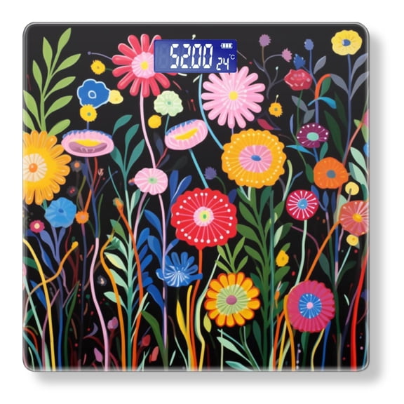 Bathroom Scale, Highly Accurate Digital Body Scale,Precisely Measures Weight up to 400 lbs-Garden Of Wildflowers With Vibrant Colors And Bold Shapes