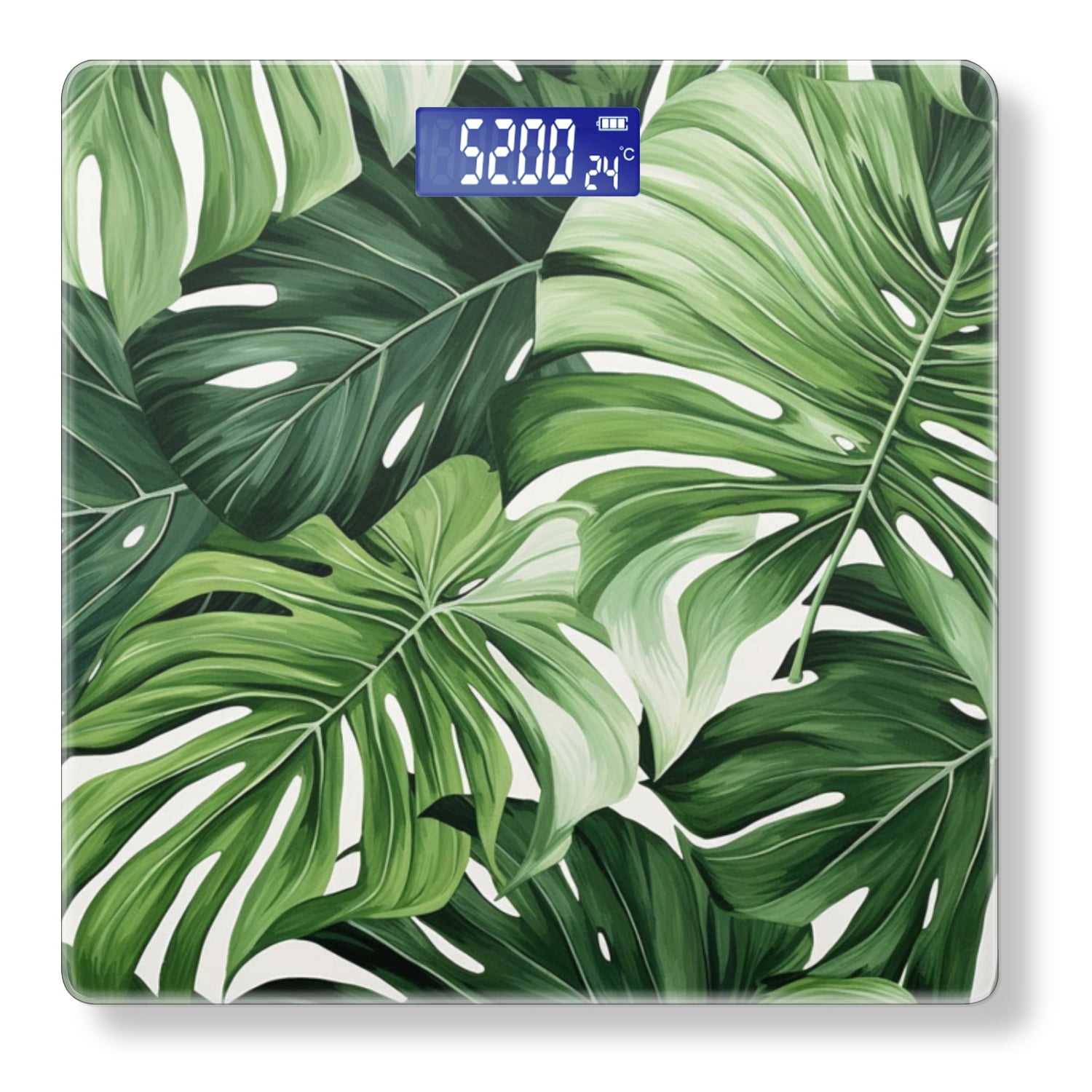 High Precision Body Weight Scale Smart Bathroom Scales with Large LCD Display(400lbs),Decorative for Bedroom-Gentle Oil Painting Of Large Leaves