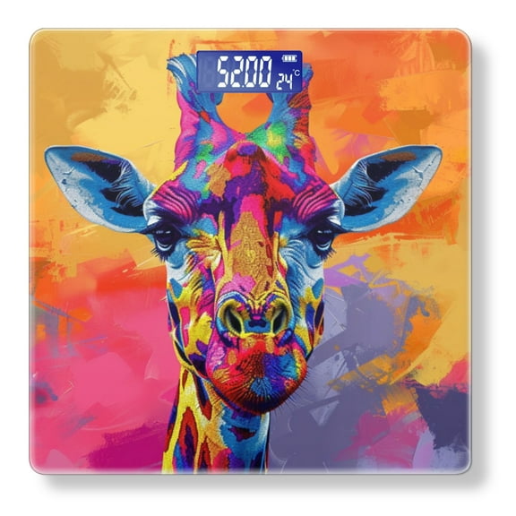 Bathroom Scale, Highly Accurate Digital Body Scale,Precisely Measures Weight up to 400 lbs-Giraffe In The Style Of Colorful