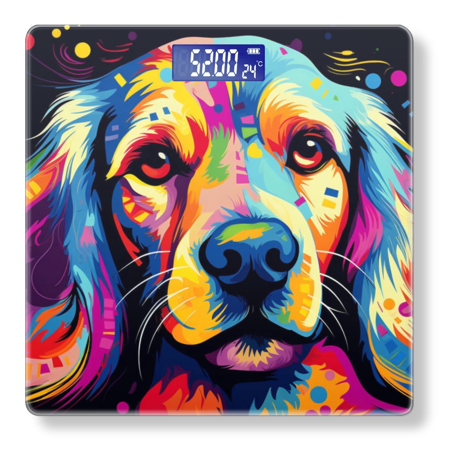 Bathroom Scale, Highly Accurate Digital Body Scale,Precisely Measures Weight up to 400 lbs-Golden Retriever Dog Face On Black Background