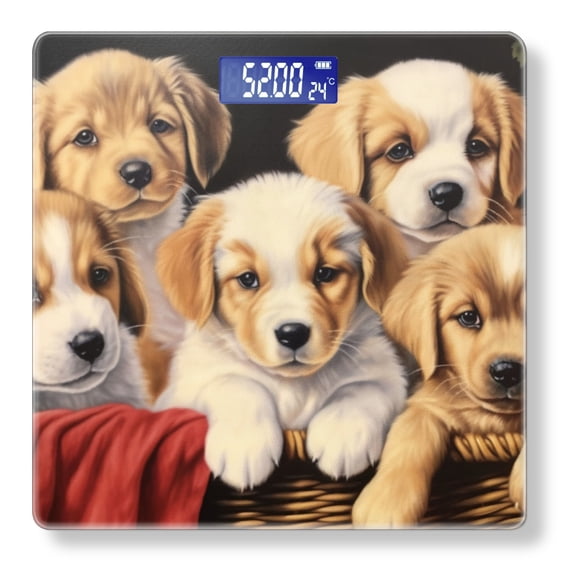 Bathroom Scale, Highly Accurate Digital Body Scale,Precisely Measures Weight up to 400 lbs-Group Of Puppies In A Basket