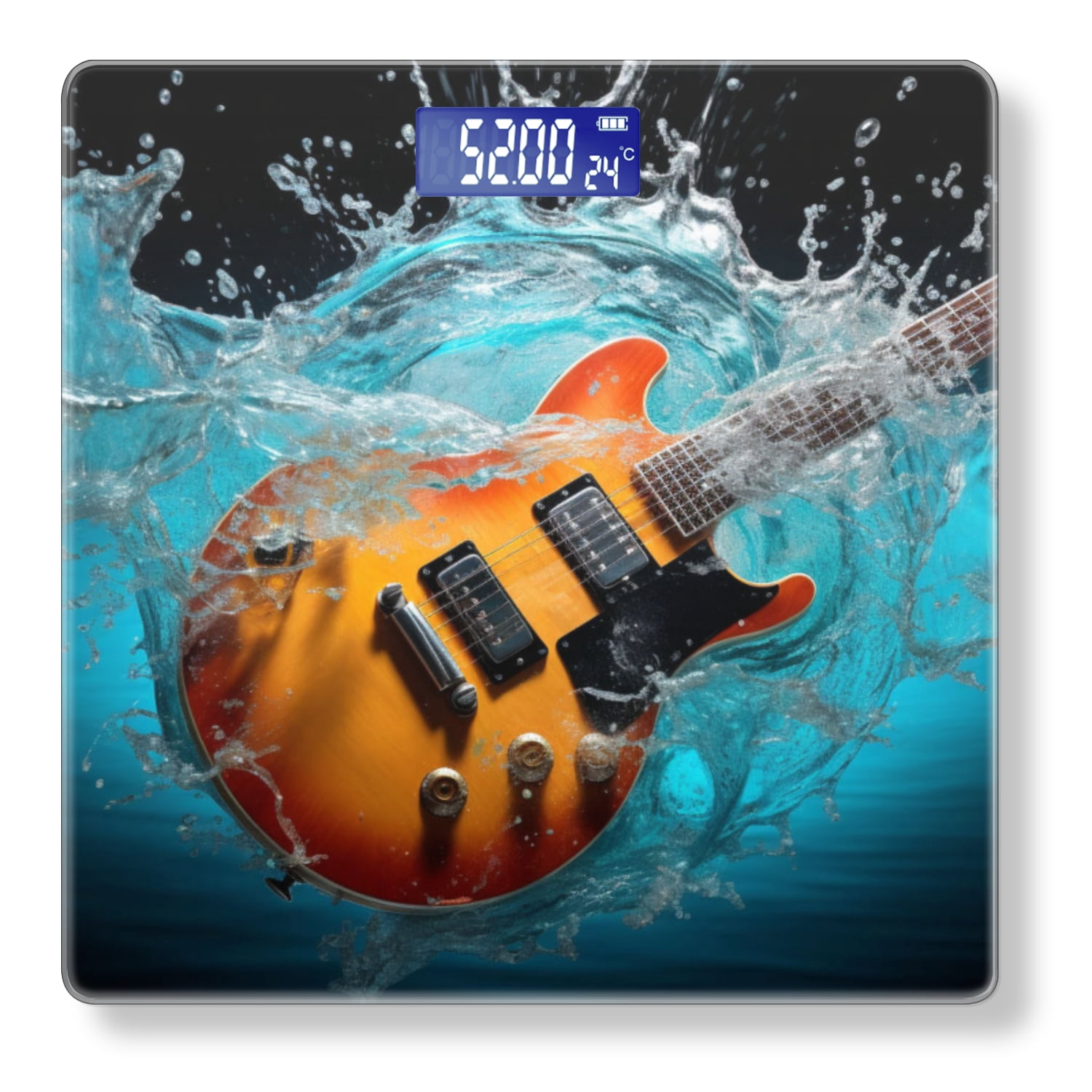 Bathroom Scale, Highly Accurate Digital Body Scale,Precisely Measures Weight up to 400 lbs-Guitar Submerged In Water And Creating Splashes