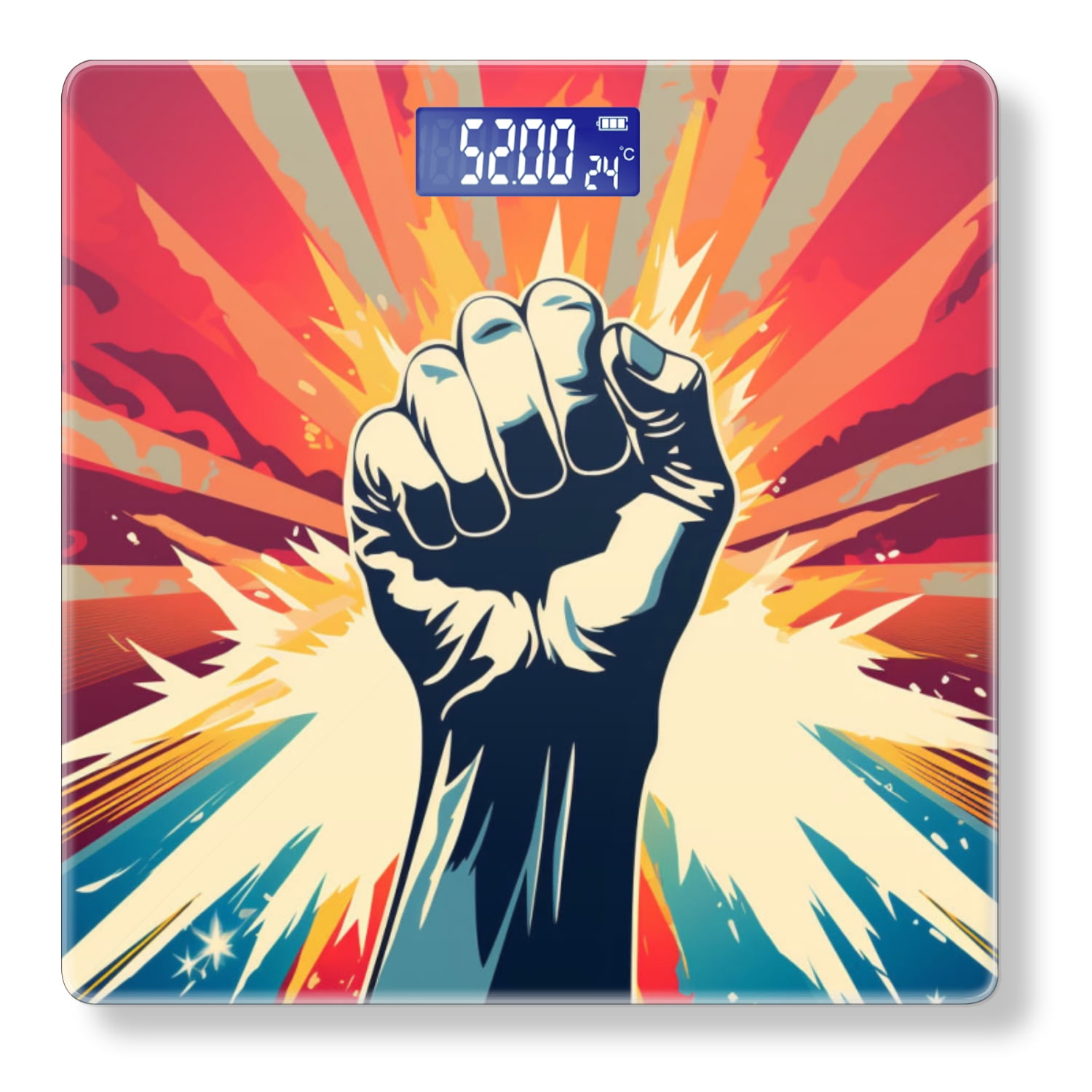 Bathroom Scale, Highly Accurate Digital Body Scale,Precisely Measures Weight up to 400 lbs-Hand In Rock Roll Sign Red Blue Stripes Drawing
