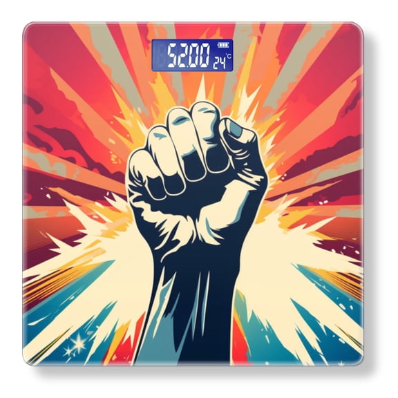 Bathroom Scale, Highly Accurate Digital Body Scale,Precisely Measures Weight up to 400 lbs-Hand In Rock Roll Sign Red Blue Stripes Drawing