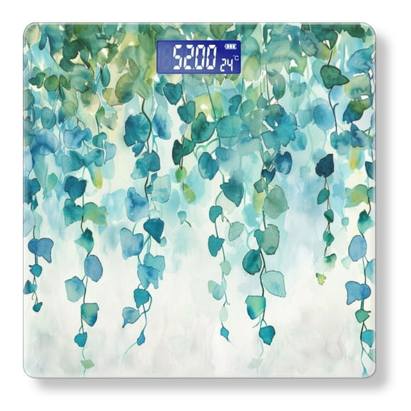 Bathroom Scale, Highly Accurate Digital Body Scale,Precisely Measures Weight up to 400 lbs-Hanging Vines With Leaves In Shades Of Blue And Green