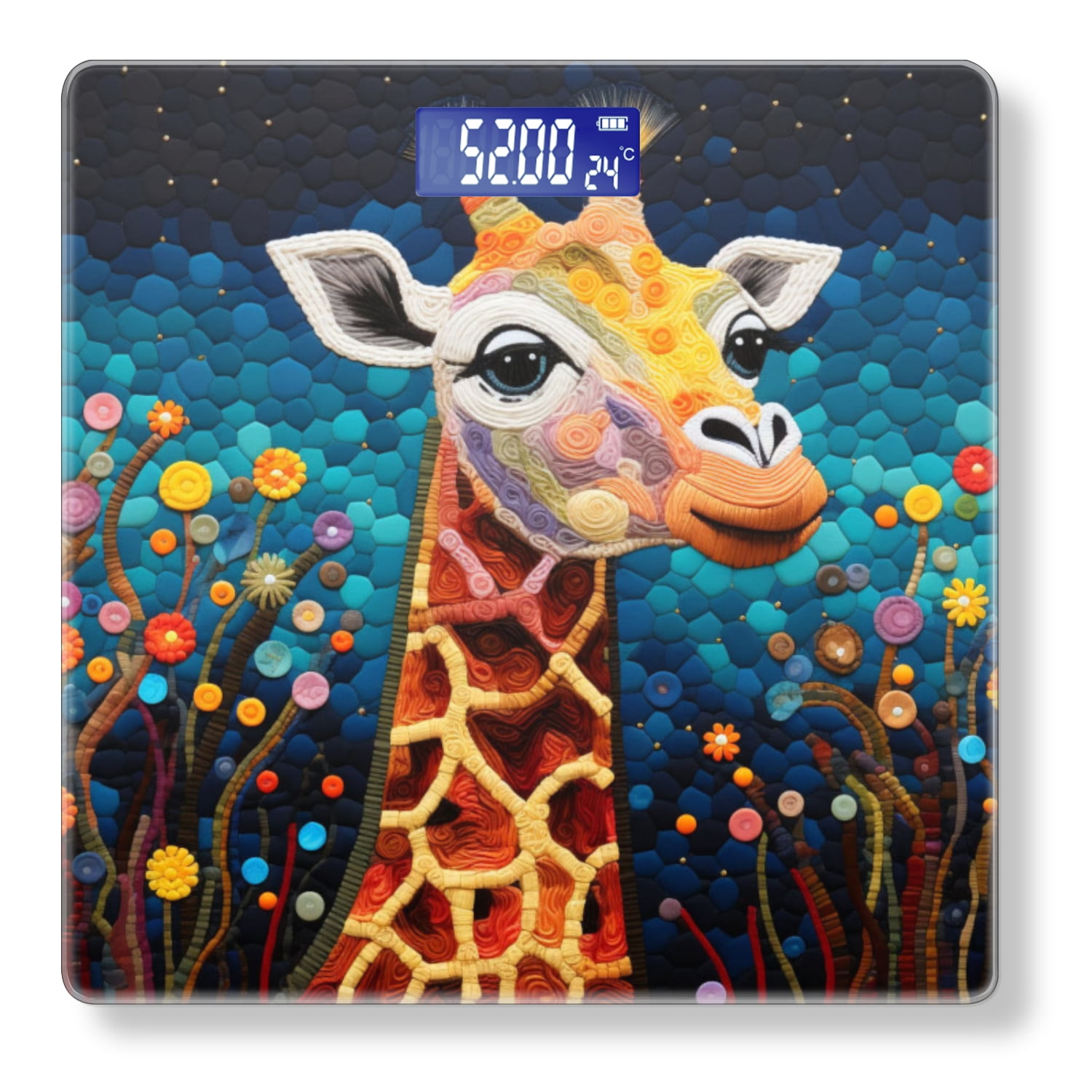 Bathroom Scale, Highly Accurate Digital Body Scale,Precisely Measures Weight up to 400 lbs-Happy Giraffe With Colorful Background