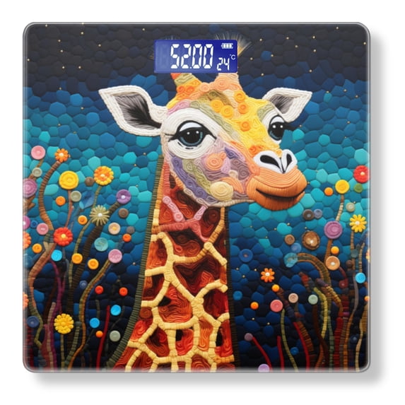 Bathroom Scale, Highly Accurate Digital Body Scale,Precisely Measures Weight up to 400 lbs-Happy Giraffe With Colorful Background