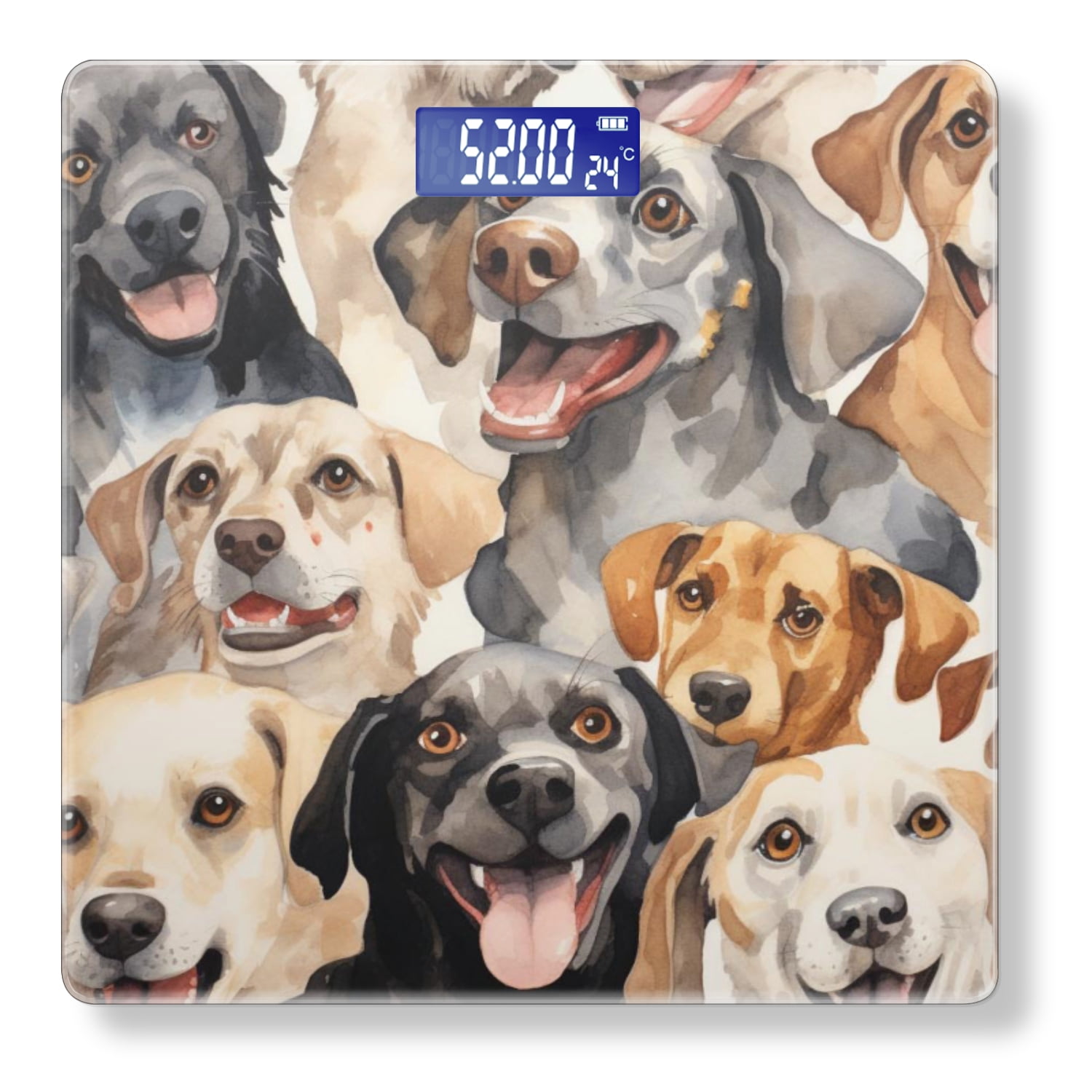 High Precision Body Weight Scale Smart Bathroom Scales with Large LCD Display(400lbs),Decorative for Bedroom-Happy Various Dogs Are Smiling