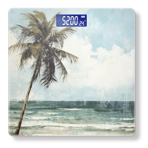 Bathroom Scale, Highly Accurate Digital Body Scale,Precisely Measures Weight up to 400 lbs-Isolated Palm Tree On The Beach With Muted Colors