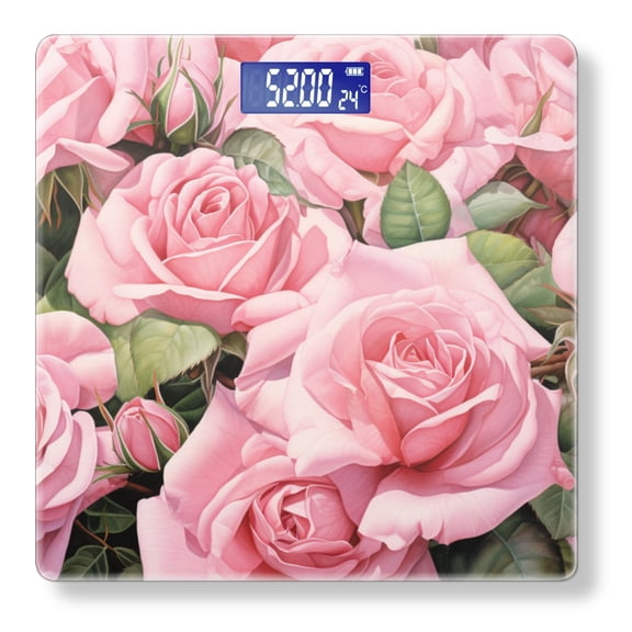 Bathroom Scale, Highly Accurate Digital Body Scale,Precisely Measures Weight up to 400 lbs-Large Bouquet Of Pink Roses