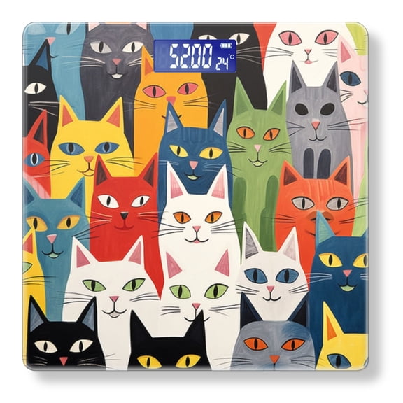 Bathroom Scale, Highly Accurate Digital Body Scale,Precisely Measures Weight up to 400 lbs-Large Group Of Cats With Different Eyes And Ears