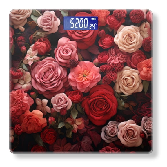 Bathroom Scale, Highly Accurate Digital Body Scale,Precisely Measures Weight up to 400 lbs-Large Multicolored Bouquet Of Roses And Other Flowers