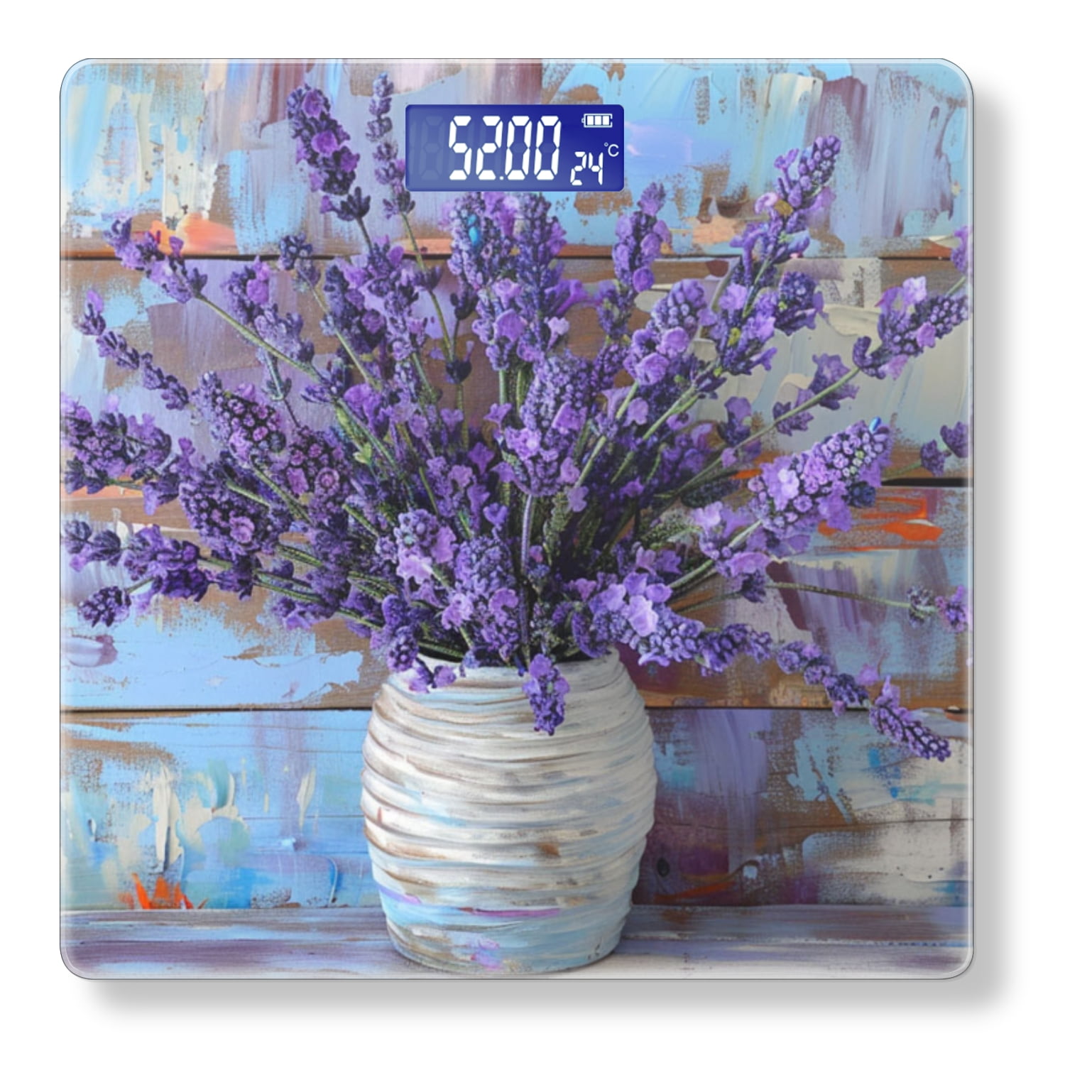 Bathroom Scale, Highly Accurate Digital Body Scale,Precisely Measures Weight up to 400 lbs-Lavender Flowers In Vase On Wooden Background