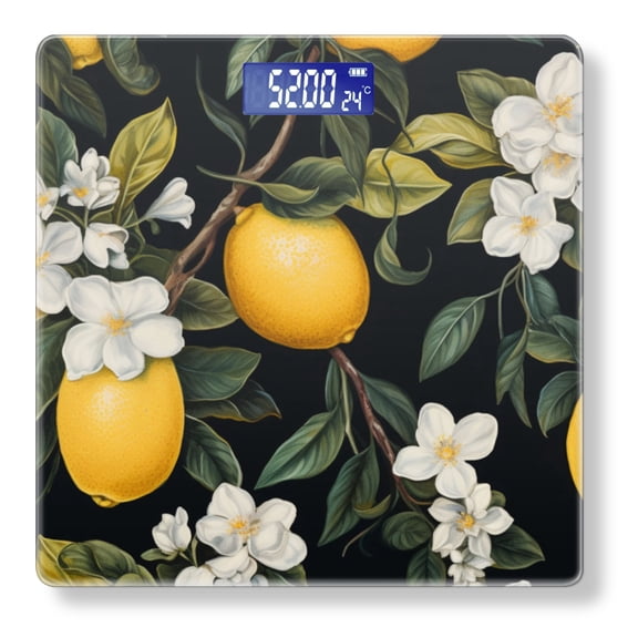 Bathroom Scale, Highly Accurate Digital Body Scale,Precisely Measures Weight up to 400 lbs-Lemon Tree Branches With Lemons And White Flowers