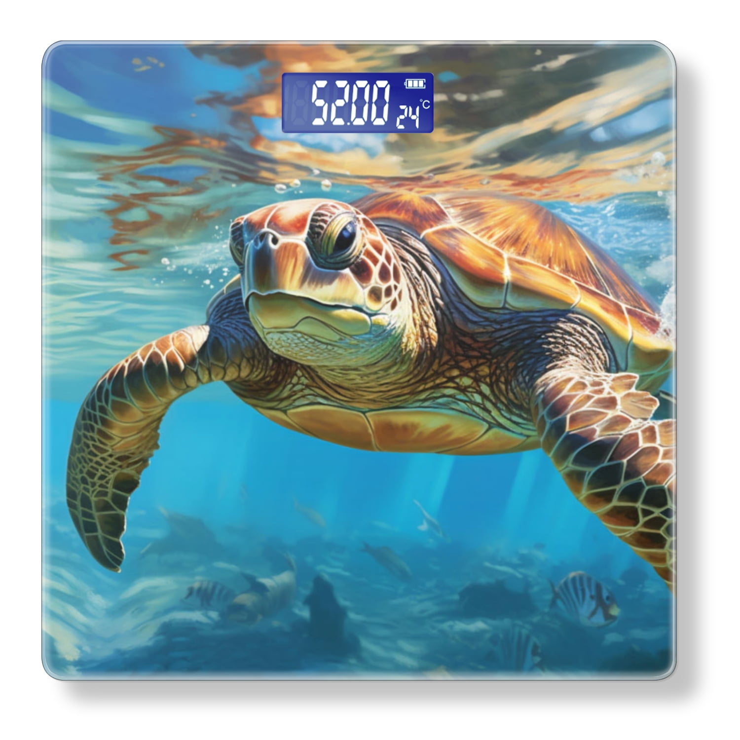 Bathroom Scale, Highly Accurate Digital Body Scale,Precisely Measures Weight up to 400 lbs-Majestic Sea Turtle Swimming In The Clear Blue Ocean