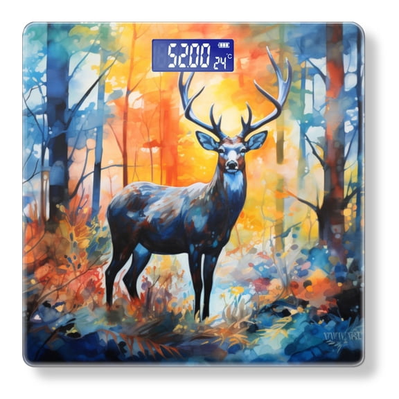 Bathroom Scale, Highly Accurate Digital Body Scale,Precisely Measures Weight up to 400 lbs-Majestic Stag Standing In The Heart Of Enchanted Forest