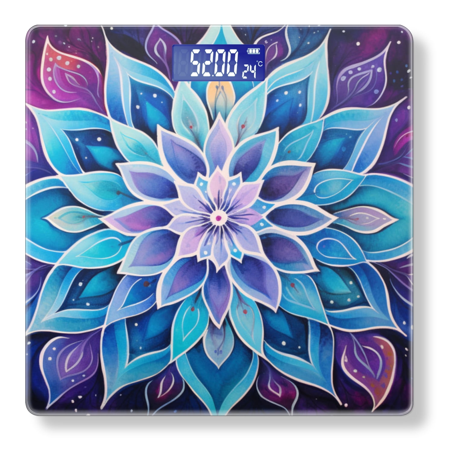 Bathroom Scale, Highly Accurate Digital Body Scale,Precisely Measures Weight up to 400 lbs-Mandala Lotus Flower With Pastel Blue And Pink Colors