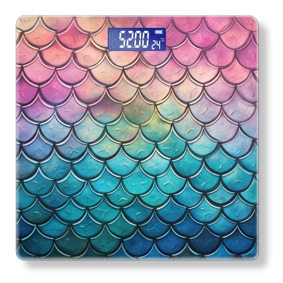 Bathroom Scale, Highly Accurate Digital Body Scale,Precisely Measures Weight up to 400 lbs-Merfolk Scale Texture Pattern