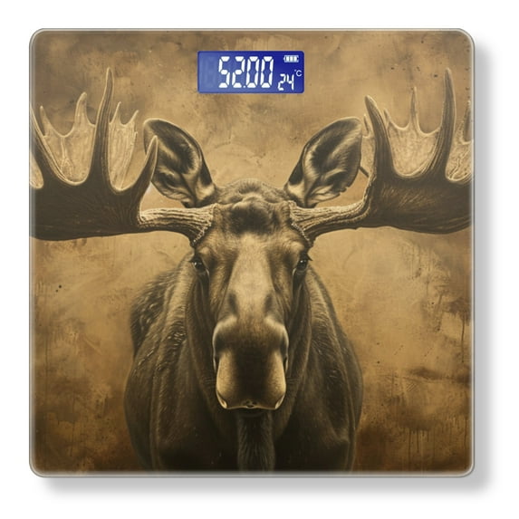 Bathroom Scale, Highly Accurate Digital Body Scale,Precisely Measures Weight up to 400 lbs-Oil Painting Of Moose With Large Antlers
