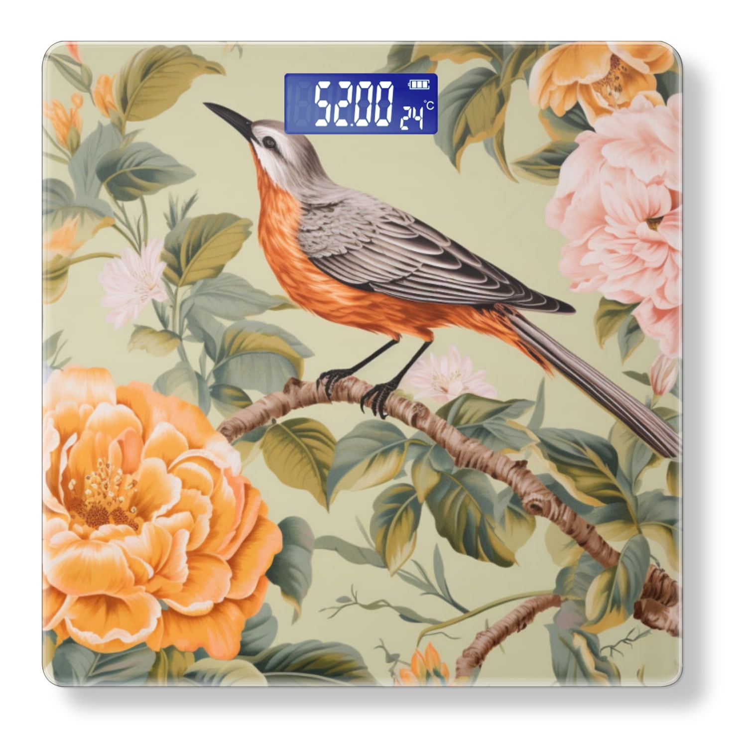 Bathroom Scale, Highly Accurate Digital Body Scale,Precisely Measures Weight up to 400 lbs-Oriole Bird Perched On Branch Surrounded By Flowers