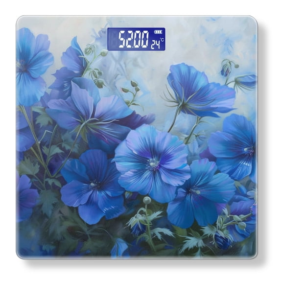 Bathroom Scale, Highly Accurate Digital Body Scale,Precisely Measures Weight up to 400 lbs-Painting Of Blue Flax Flowers With Deep Shades Petals