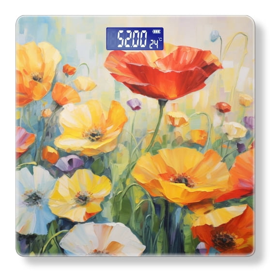 Bathroom Scale, Highly Accurate Digital Body Scale,Precisely Measures Weight up to 400 lbs-Painting Of Colorful Poppies In The Sunlight