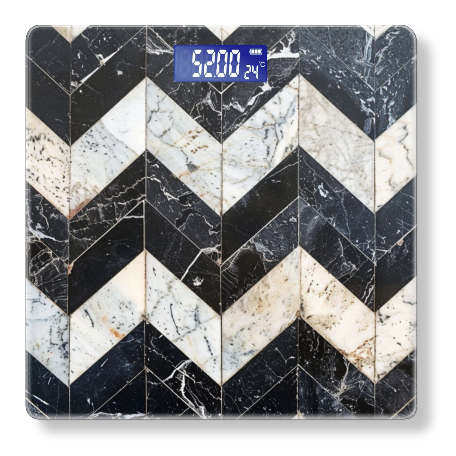 Bathroom Scale, Highly Accurate Digital Body Scale,Precisely Measures Weight up to 400 lbs-Pattern Made Of Black And White Marble Tiles