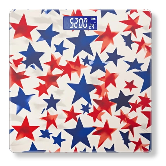 Bathroom Scale, Highly Accurate Digital Body Scale,Precisely Measures Weight up to 400 lbs-Pattern Of Red And Blue Stars