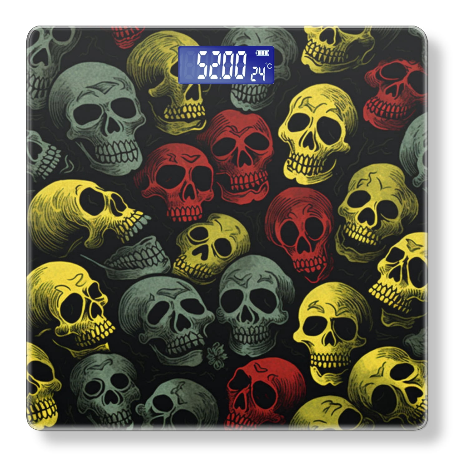 Bathroom Scale, Highly Accurate Digital Body Scale,Precisely Measures Weight up to 400 lbs-Pattern Of Skulls In The Style Of Comic Book Art