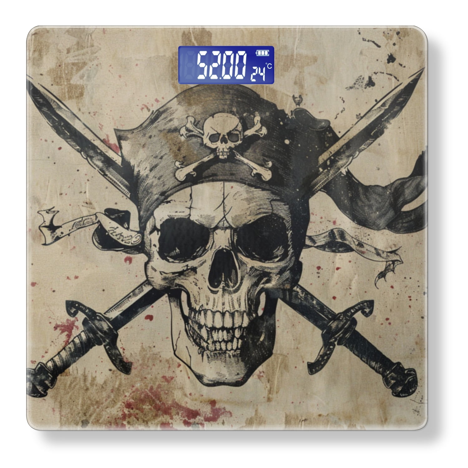 Bathroom Scale, Highly Accurate Digital Body Scale,Precisely Measures Weight up to 400 lbs-Pirate Flag With Crossed Sabers And Skull