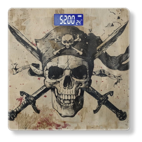 Bathroom Scale, Highly Accurate Digital Body Scale,Precisely Measures Weight up to 400 lbs-Pirate Flag With Crossed Sabers And Skull