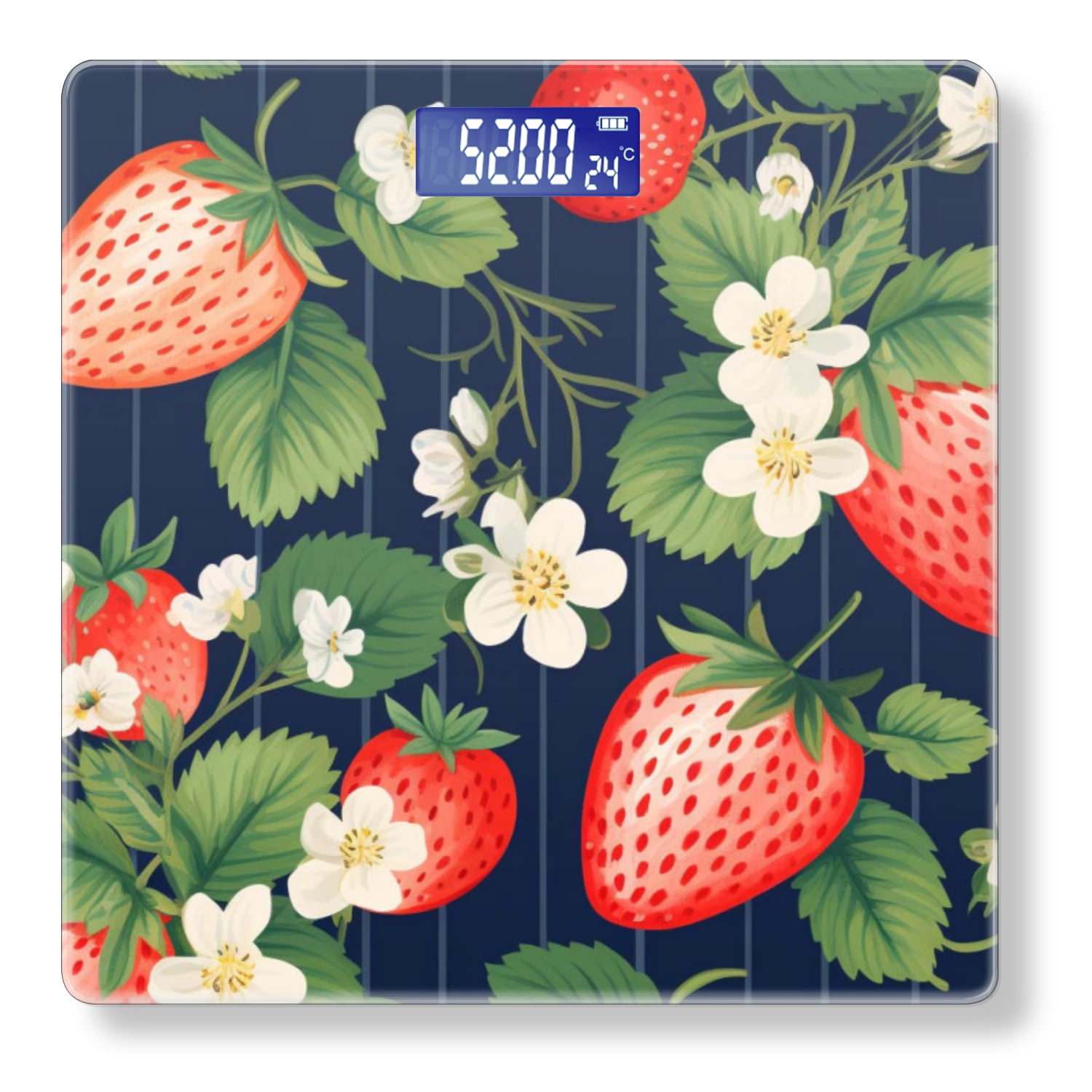 Bathroom Scale, Highly Accurate Digital Body Scale,Precisely Measures Weight up to 400 lbs-Retro Strawberry Pattern Seamless