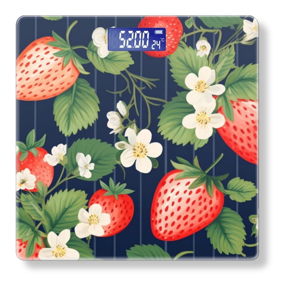 Bathroom Scale, Highly Accurate Digital Body Scale,Precisely Measures Weight up to 400 lbs-Retro Strawberry Pattern Seamless