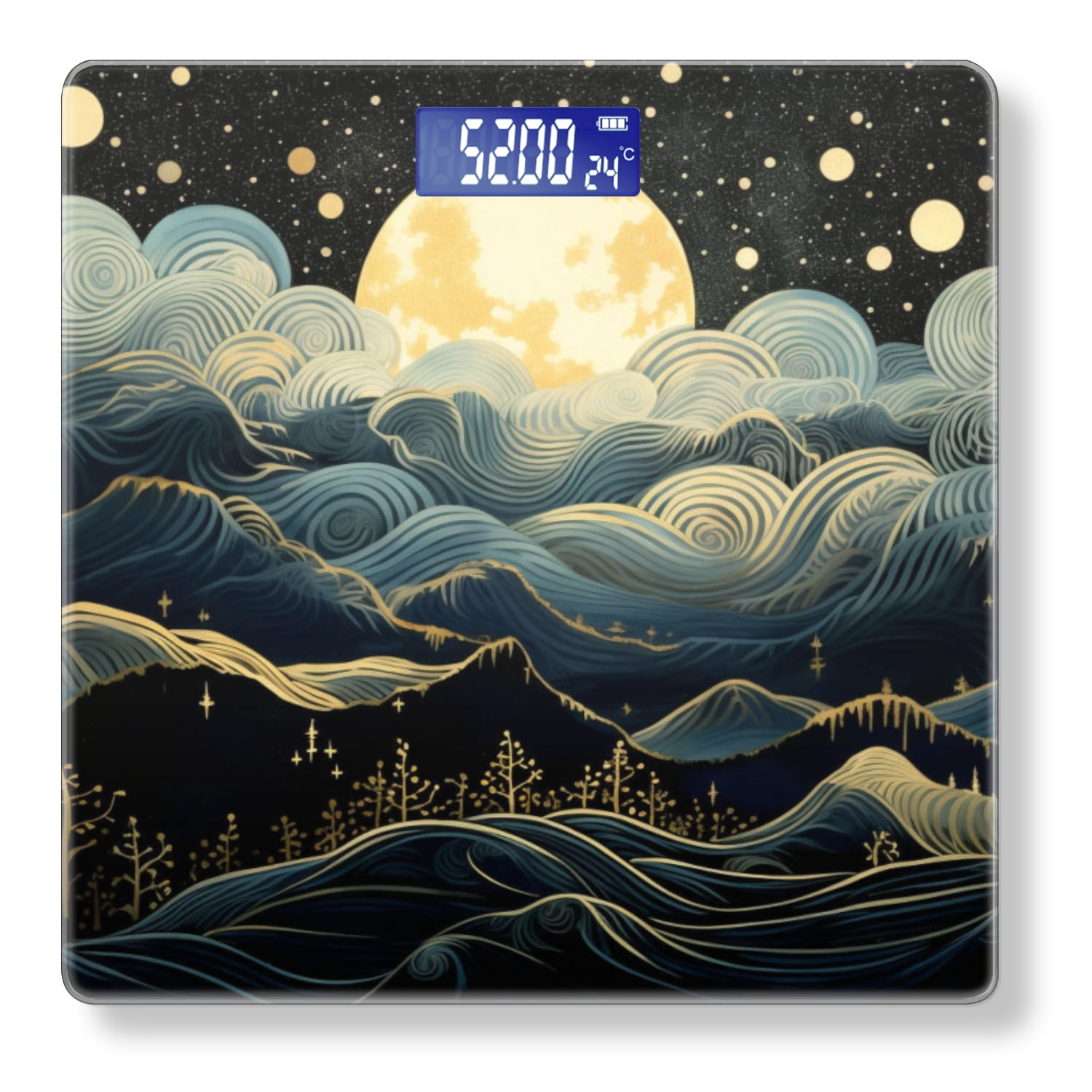 Bathroom Scale, Highly Accurate Digital Body Scale,Precisely Measures Weight up to 400 lbs-Rolling Hills Under The Moonlight