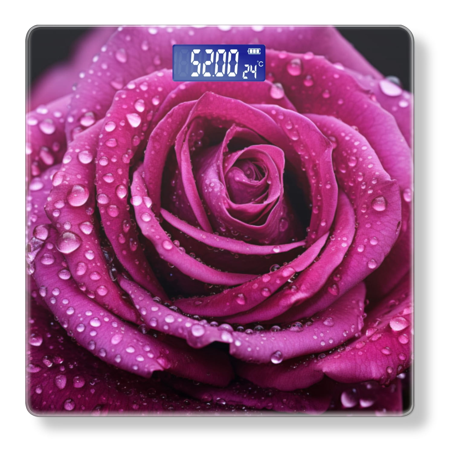 Bathroom Scale, Highly Accurate Digital Body Scale,Precisely Measures Weight up to 400 lbs-Rose With Drops Of Water