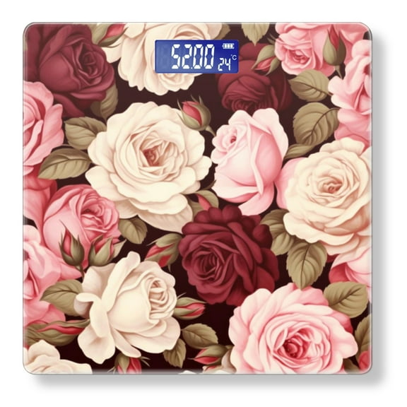 Bathroom Scale, Highly Accurate Digital Body Scale,Precisely Measures Weight up to 400 lbs-Roses In Different Shades Of Pink And Cream