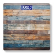 Bathroom Scale, Highly Accurate Digital Body Scale,Precisely Measures Weight up to 400 lbs-Rustic Wooden Wall With Blue And Orange Wood Planks