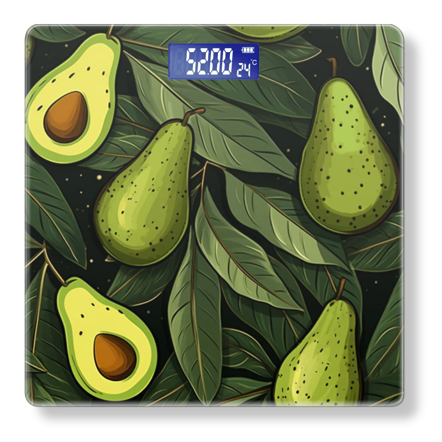 Bathroom Scale, Highly Accurate Digital Body Scale,Precisely Measures Weight up to 400 lbs-Seamless Pattern Of Avocados And Green Leaves