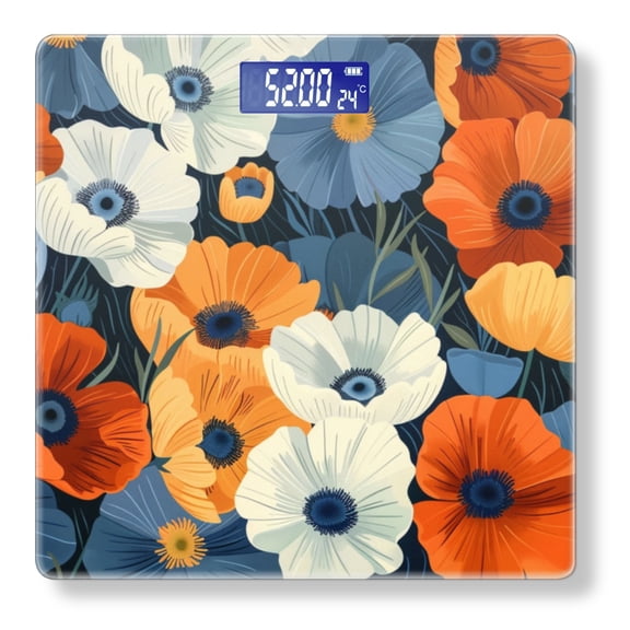 Bathroom Scale, Highly Accurate Digital Body Scale,Precisely Measures Weight up to 400 lbs-Seamless Pattern Of Orange And White Poppies