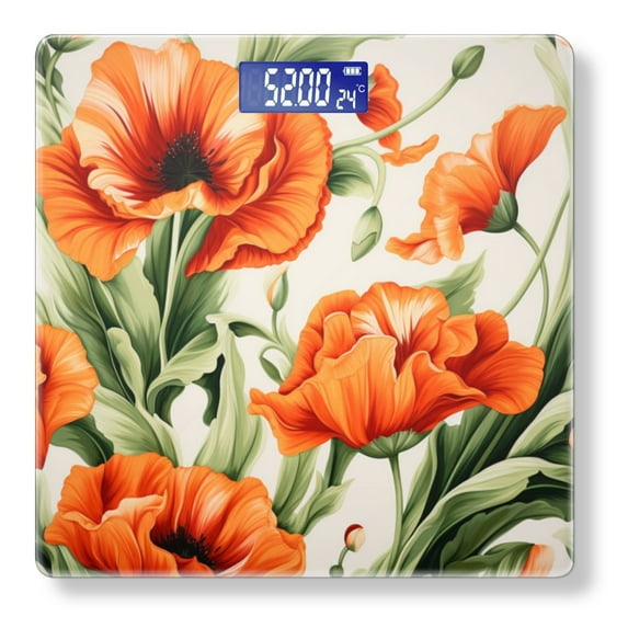 Bathroom Scale, Highly Accurate Digital Body Scale,Precisely Measures Weight up to 400 lbs-Seamless Pattern With Orange Poppies In Full Bloom