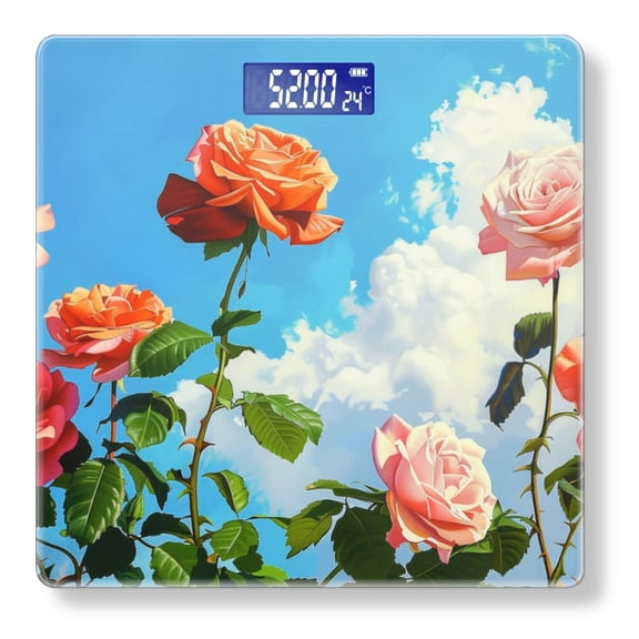 Bathroom Scale, Highly Accurate Digital Body Scale,Precisely Measures Weight up to 400 lbs-Several Roses Pink And Orange Against The Blue Sky