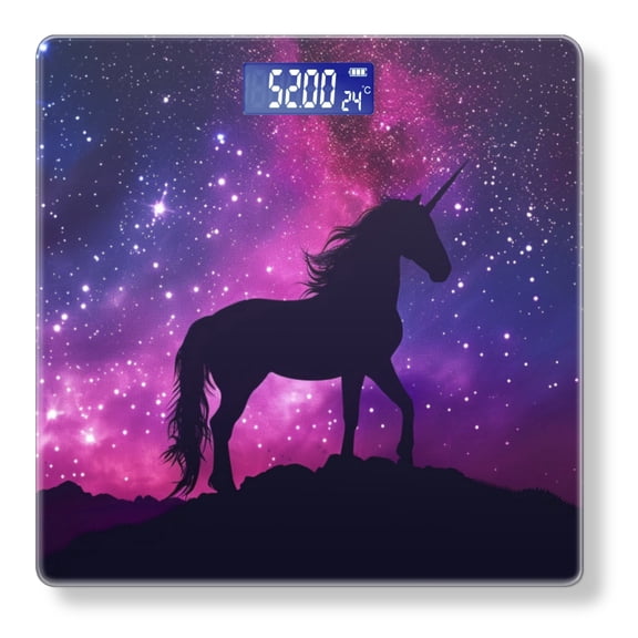 Bathroom Scale, Highly Accurate Digital Body Scale,Precisely Measures Weight up to 400 lbs-Silhouette Of Unicorn Against Starry Night Sky