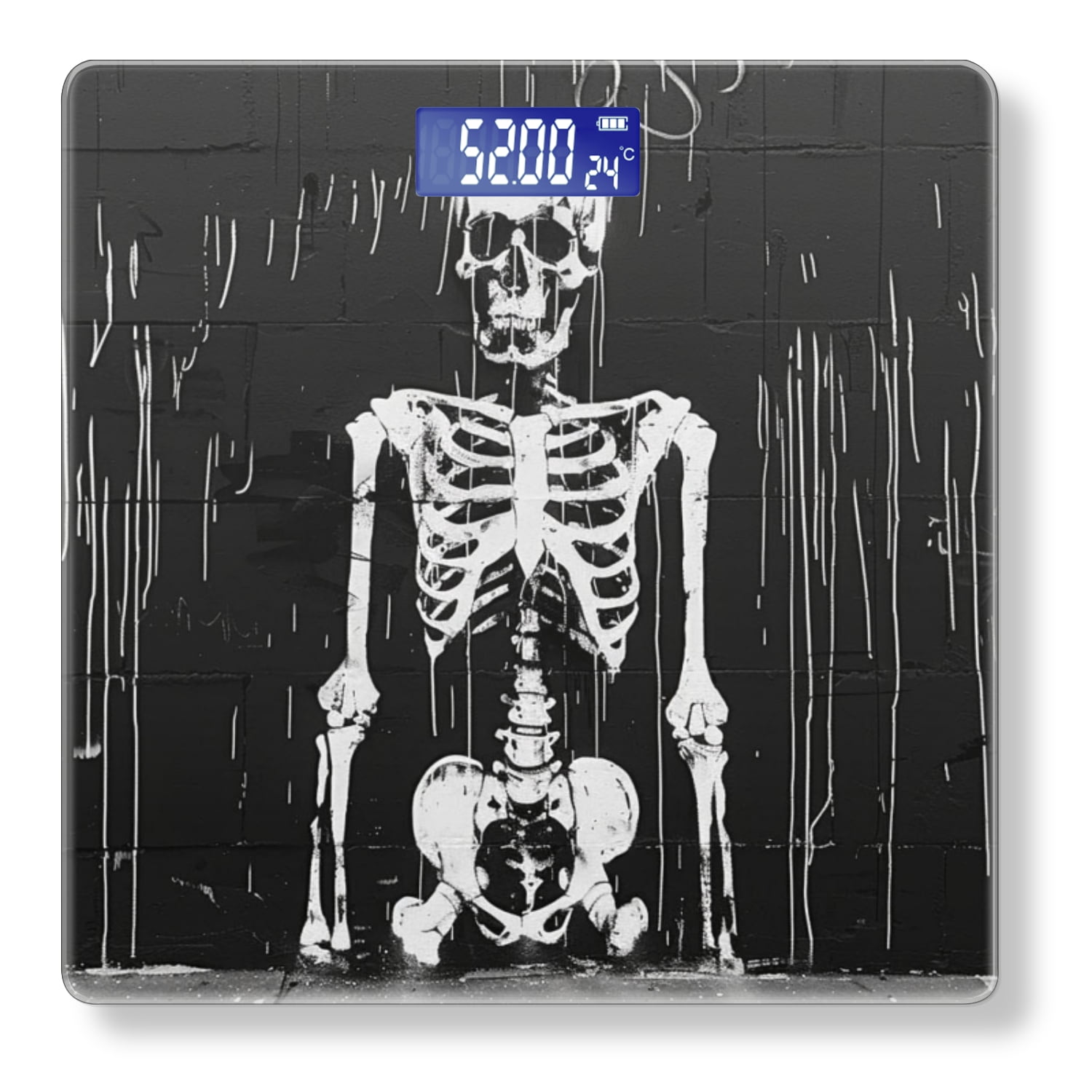 Bathroom Scale, Highly Accurate Digital Body Scale,Precisely Measures Weight up to 400 lbs-Skeletal Figure In Street Art Style