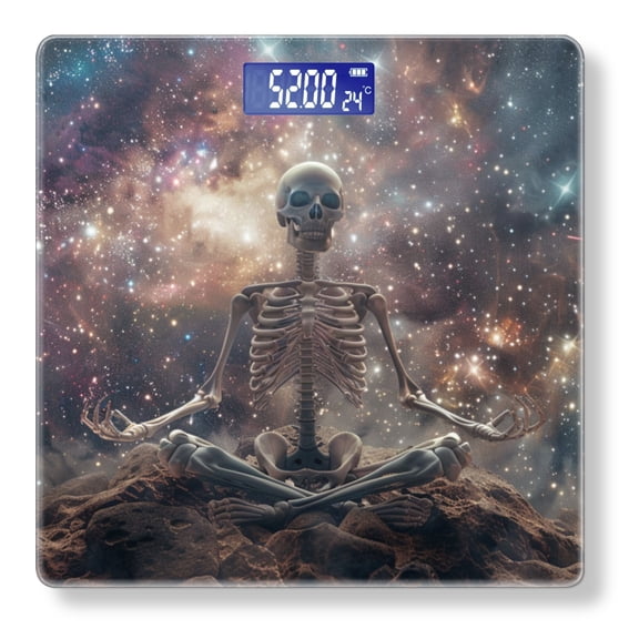 Bathroom Scale, Highly Accurate Digital Body Scale,Precisely Measures Weight up to 400 lbs-Skeletal Figure Meditating In The Vastness Of Space