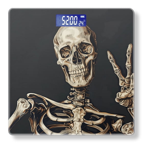 High Precision Body Weight Scale Smart Bathroom Scales with Large LCD Display(400lbs),Decorative for Bedroom-Skeleton Making Sign With Hand