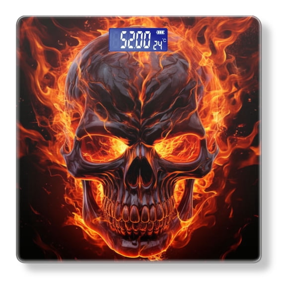Bathroom Scale, Highly Accurate Digital Body Scale,Precisely Measures Weight up to 400 lbs-Skull Engulfed In Flames With Eyes Burning