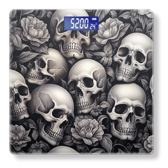 High Precision Body Weight Scale Smart Bathroom Scales with Large LCD Display(400lbs),Decorative for Bedroom-Skulls Stack Up Dark And Moody