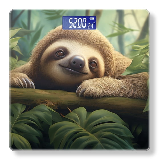 Bathroom Scale, Highly Accurate Digital Body Scale,Precisely Measures Weight up to 400 lbs-Smiling Sloth On Branch In The Jungle