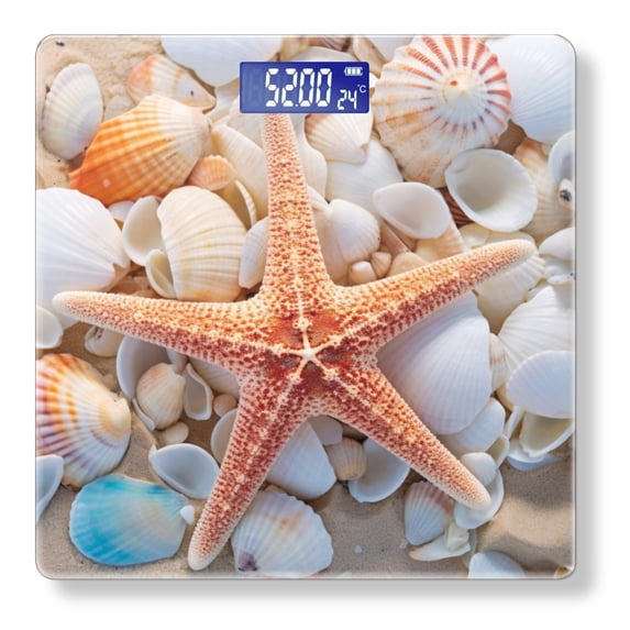 Bathroom Scale, Highly Accurate Digital Body Scale,Precisely Measures Weight up to 400 lbs-Starfish Surrounded By Seashells On The Sandy Beach